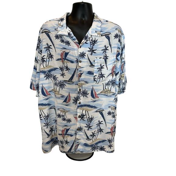 George, Men’s Hawaiian Sailboat Button Down, 3XL - Picture 1 of 5